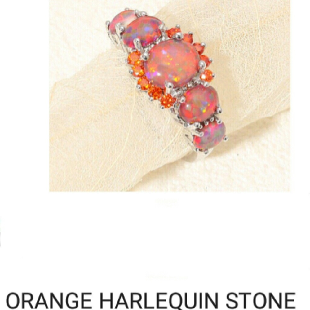 WGP Sz 6 Orange Harlequin Stone ring